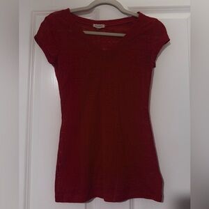 Red Short Sleeve Burnout Tee